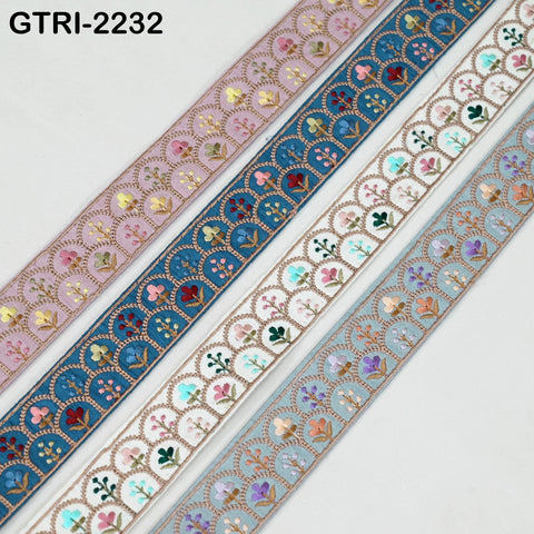 9 Yard Indian Embroidery Ribbons Embroidered Fabric Trim Embellish Saree Tape Sewing Crafting Border Wedding Dress Costumes Accessories 32mm