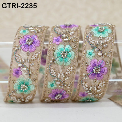 9 Yards of Pink Embroidery Ribbon Beaded Trims Sari Border DIY Craft Lampshade Regency Reticules Victorian Handbags Junk Journal 3cm Indian