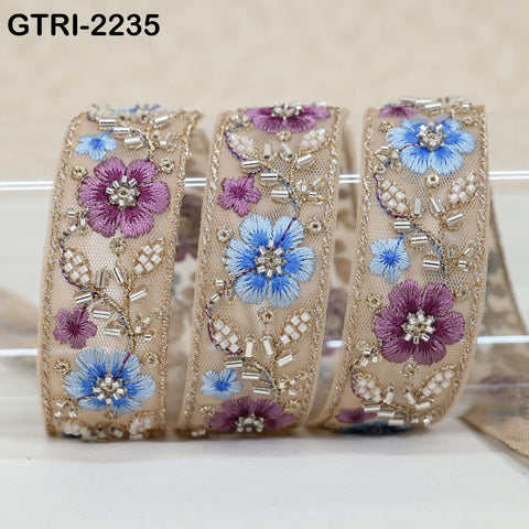 9 Yards of Pink Embroidery Ribbon Beaded Trims Sari Border DIY Craft Lampshade Regency Reticules Victorian Handbags Junk Journal 3cm Indian