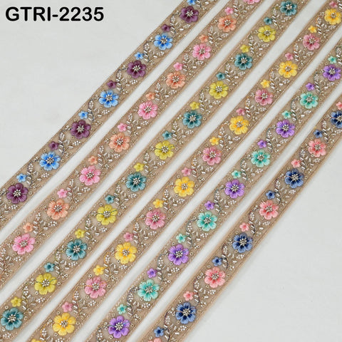 9 Yards of Pink Embroidery Ribbon Beaded Trims Sari Border DIY Craft Lampshade Regency Reticules Victorian Handbags Junk Journal 3cm Indian