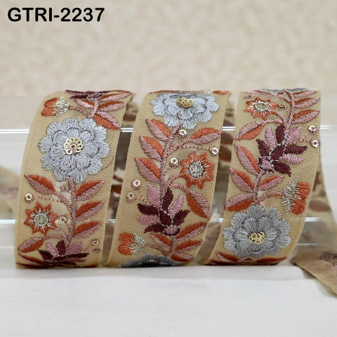 9 Yard Embroidery Trim Ribbon Tapes | Embroidered Fabric Sari Border | Gift Wrapping Lace Embellishment DIY Sewing Crafting Dog Collars 35mm