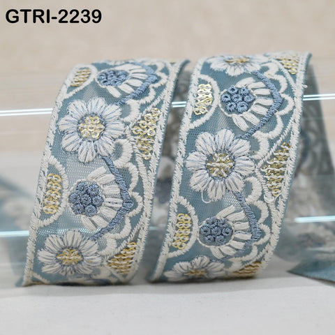 9 Yard White Embroidery Ribbon 4cm Fabric Trim Embroidered Border DIY Crafting Sewing Indian Tote Bags Theatrical Costumes Holiday Ornaments