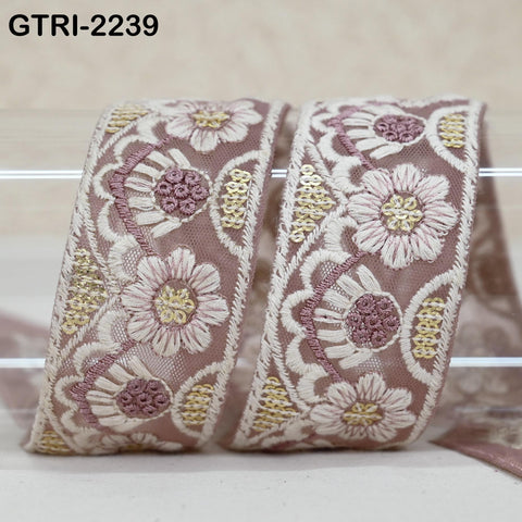 9 Yard White Embroidery Ribbon 4cm Fabric Trim Embroidered Border DIY Crafting Sewing Indian Tote Bags Theatrical Costumes Holiday Ornaments