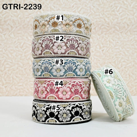 9 Yard White Embroidery Ribbon 4cm Fabric Trim Embroidered Border DIY Crafting Sewing Indian Tote Bags Theatrical Costumes Holiday Ornaments