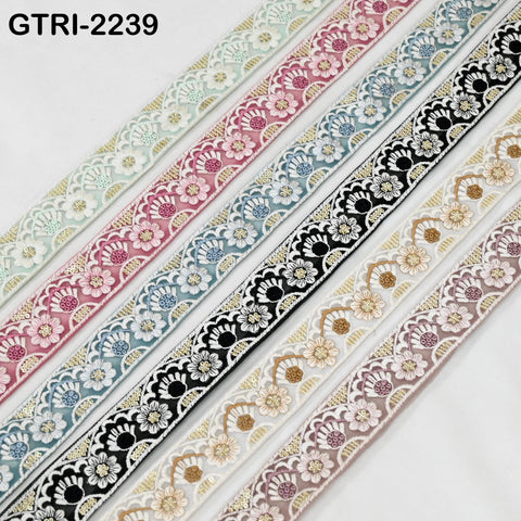 9 Yard White Embroidery Ribbon 4cm Fabric Trim Embroidered Border DIY Crafting Sewing Indian Tote Bags Theatrical Costumes Holiday Ornaments