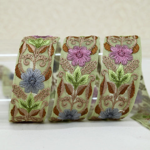 9 Yard 35mm Embroidery Trim Ribbon Tapes | Embroidered Fabric Sari Border | Gift Wrapping Lace Embellishment DIY Sewing Crafting Dog Collars