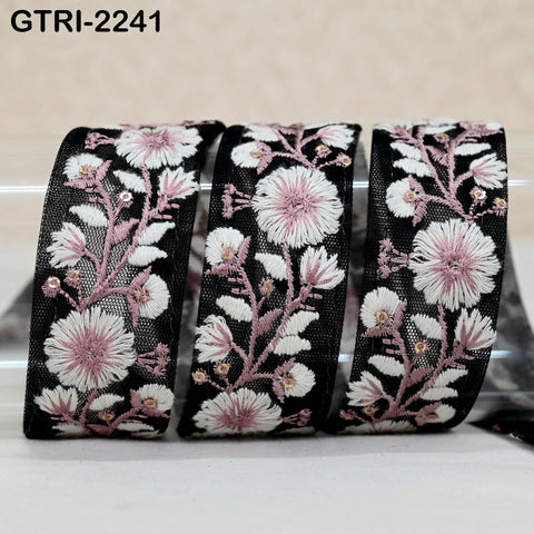 9 Yard Embroidery Ribbon 4cm Fabric Trim Embroidered Border DIY Crafting Sewing Indian Tote Bags Theatrical Costumes Holiday Ornaments Black