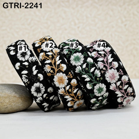 9 Yard Embroidery Ribbon 4cm Fabric Trim Embroidered Border DIY Crafting Sewing Indian Tote Bags Theatrical Costumes Holiday Ornaments Black