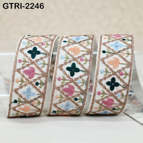 9 Yard 35mm Embroidery Trim Ribbon Tapes | Embroidered Fabric Sari Border | Gift Wrapping Lace Embellishment DIY Sewing Crafting Dog Collars
