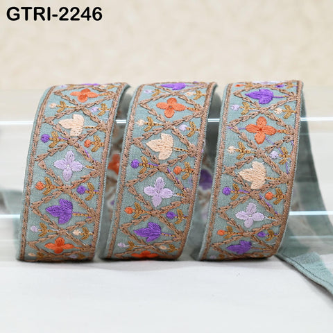 9 Yard 35mm Embroidery Trim Ribbon Tapes | Embroidered Fabric Sari Border | Gift Wrapping Lace Embellishment DIY Sewing Crafting Dog Collars
