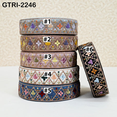 9 Yard 35mm Embroidery Trim Ribbon Tapes | Embroidered Fabric Sari Border | Gift Wrapping Lace Embellishment DIY Sewing Crafting Dog Collars
