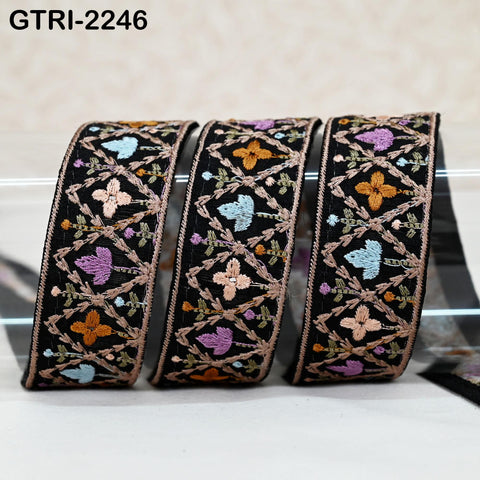 9 Yard 35mm Embroidery Trim Ribbon Tapes | Embroidered Fabric Sari Border | Gift Wrapping Lace Embellishment DIY Sewing Crafting Dog Collars