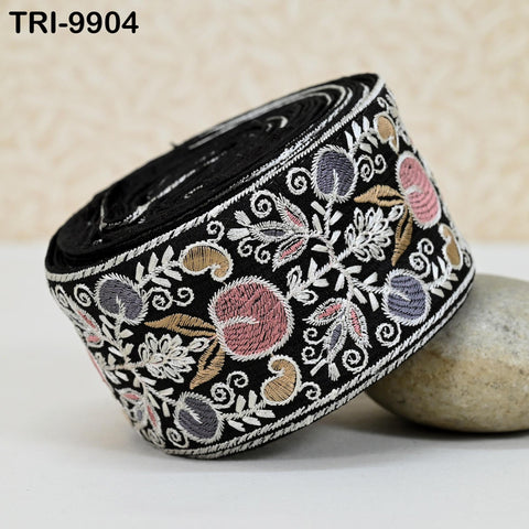 9 Yard Embroidery Ribbons 8 cm Trims Embroidered Border Sewing Theatrical Costumes DIY Crafting Holidays Ornament Junk Journals Black