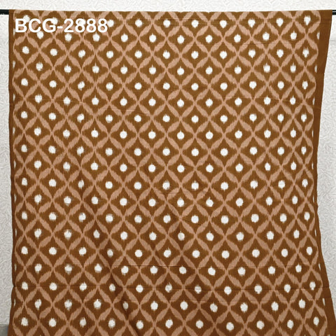 Brown Indian Ikat Cotton fabric sold by Yard Double Ikat Handwoven Yarn Dyed Kids Summer Dresses Women Handloom Home Furnishing Curtains