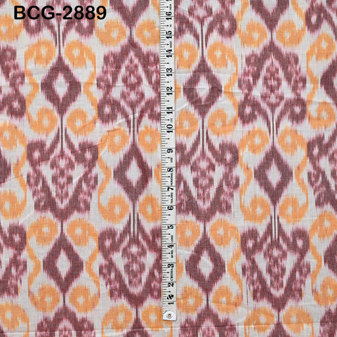 Peach Indian Ikat Cotton fabric sold by Yard Handwoven Yarn Dyed Kids Summer Dress Handloom Home Furnishing Curtains Pillows Apparel