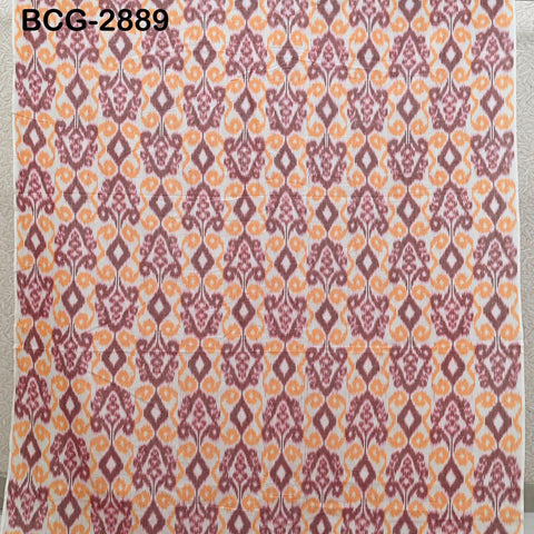 Peach Indian Ikat Cotton fabric sold by Yard Handwoven Yarn Dyed Kids Summer Dress Handloom Home Furnishing Curtains Pillows Apparel