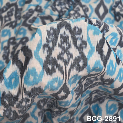 Blue Indian Ikat Cotton fabric sold by Yard Handwoven Yarn Dyed Kids Summer Dress Handloom Home Furnishing Curtains Pillows Apparel