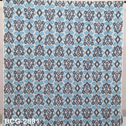 Blue Indian Ikat Cotton fabric sold by Yard Handwoven Yarn Dyed Kids Summer Dress Handloom Home Furnishing Curtains Pillows Apparel