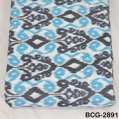 Blue Indian Ikat Cotton fabric sold by Yard Handwoven Yarn Dyed Kids Summer Dress Handloom Home Furnishing Curtains Pillows Apparel