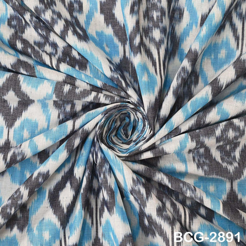 Blue Indian Ikat Cotton fabric sold by Yard Handwoven Yarn Dyed Kids Summer Dress Handloom Home Furnishing Curtains Pillows Apparel