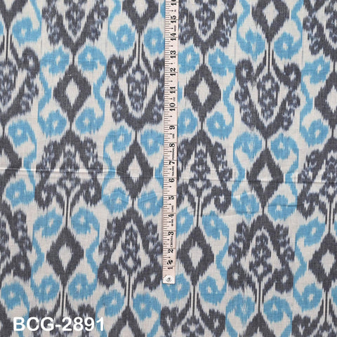 Blue Indian Ikat Cotton fabric sold by Yard Handwoven Yarn Dyed Kids Summer Dress Handloom Home Furnishing Curtains Pillows Apparel
