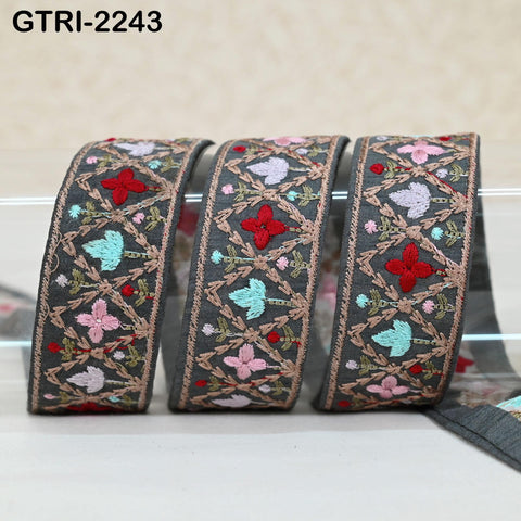9 Yard 35mm Embroidery Trim Ribbon Tapes | Embroidered Fabric Sari Border | Gift Wrapping Lace Embellishment DIY Sewing Crafting Dog Collars