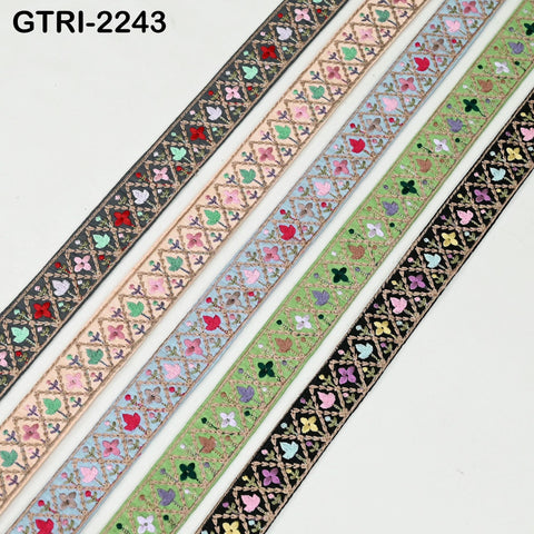 9 Yard 35mm Embroidery Trim Ribbon Tapes | Embroidered Fabric Sari Border | Gift Wrapping Lace Embellishment DIY Sewing Crafting Dog Collars