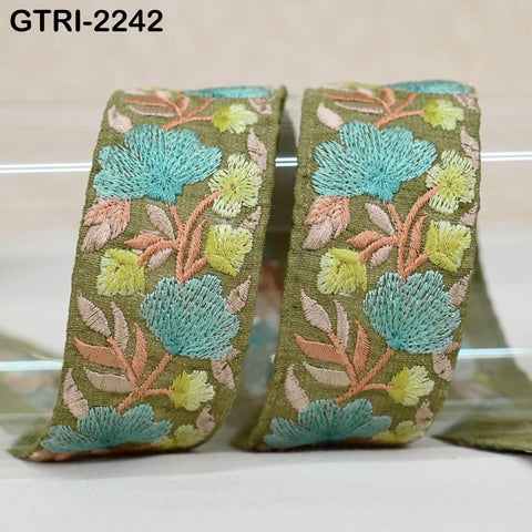 9 Yard Indian Sari Embellishments Embroidery 5 cm Trim Embroidered Saree Ribbon Cushions Sewing Crafting Trimmings Curtains Headbands Border