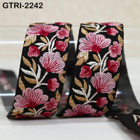 9 Yard Indian Sari Embellishments Embroidery 5 cm Trim Embroidered Saree Ribbon Cushions Sewing Crafting Trimmings Curtains Headbands Border