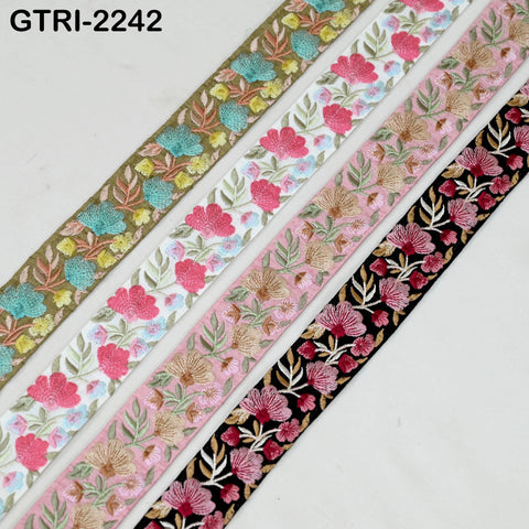 9 Yard Indian Sari Embellishments Embroidery 5 cm Trim Embroidered Saree Ribbon Cushions Sewing Crafting Trimmings Curtains Headbands Border