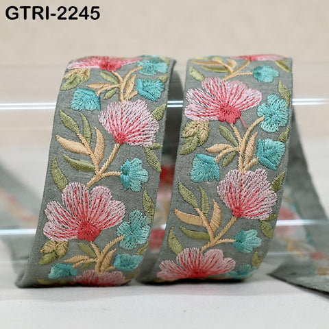 9 Yard Indian Sari Embellishments Embroidery 5 cm Trim Embroidered Saree Ribbon Cushions Sewing Crafting Trimmings Curtains Headbands Border