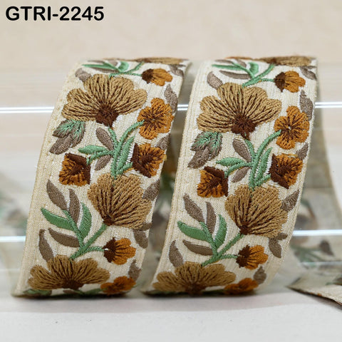 9 Yard Indian Sari Embellishments Embroidery 5 cm Trim Embroidered Saree Ribbon Cushions Sewing Crafting Trimmings Curtains Headbands Border