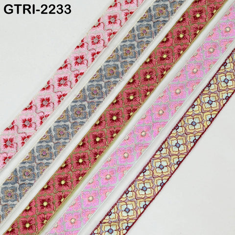 9 Yard Embroidered Ribbons Fabric Trim Embroidery Gift Wrapping Indian Sari Embellishment Sewing DIY Crafting Border Cushion Lace 3cm