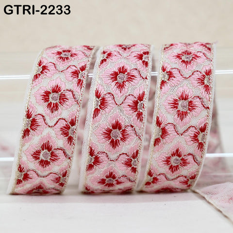9 Yard Embroidered Ribbons Fabric Trim Embroidery Gift Wrapping Indian Sari Embellishment Sewing DIY Crafting Border Cushion Lace 3cm