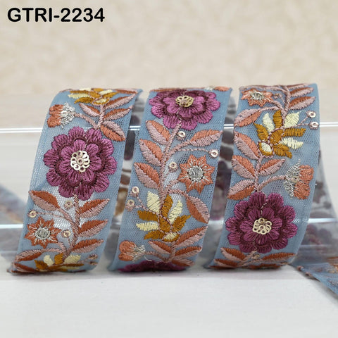 9 Yard Embroidery Trim Ribbon Tapes | Embroidered Fabric Sari Border | Gift Wrapping Lace Embellishment DIY Sewing Crafting Dog Collars 35mm