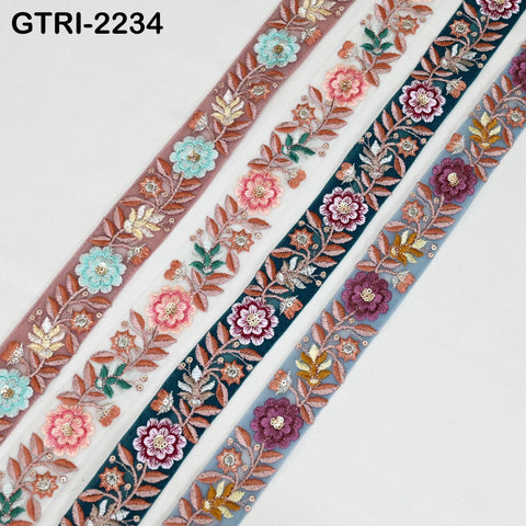 9 Yard Embroidery Trim Ribbon Tapes | Embroidered Fabric Sari Border | Gift Wrapping Lace Embellishment DIY Sewing Crafting Dog Collars 35mm