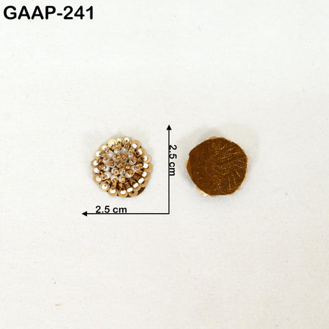 Handcrafted mirror patches with Kundan and pearl accents, 50 pieces, 2.5 cm, decorative Indian embellishments.