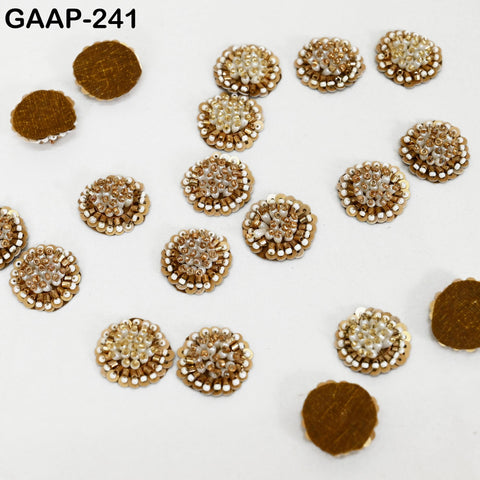 50 Pcs Mirror Embellishment Patch for Bridal Saree Lehenga | Kundan Applique with Pearl & Gold | Handcrafted Indian Wedding Dress Supplies