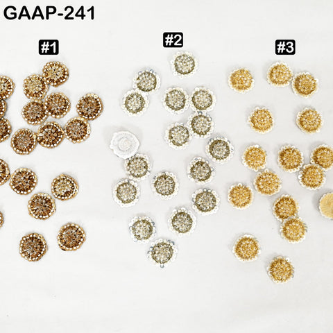 50 Pcs Mirror Embellishment Patch for Bridal Saree Lehenga | Kundan Applique with Pearl & Gold | Handcrafted Indian Wedding Dress Supplies