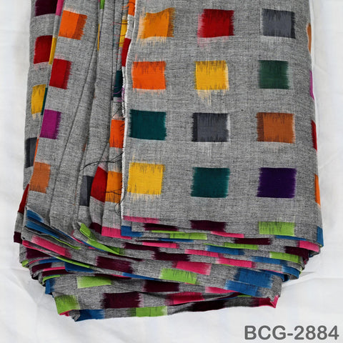 Handloom Ikat Cotton Fabric by the Yard Indian Handwoven Yarn Dyed Kids Summer Dresses Women Apparel Home Furnishing Curtains Pillowcases