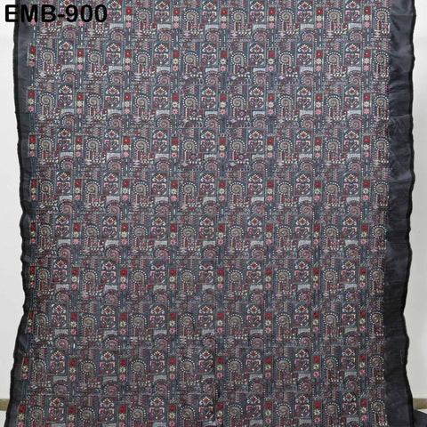 Grey Embroidered Fabric by the yard Sewing Crafting Indian Embroidery Dresses Costumes Regency Reticules Victorian Handbags Junk Journals