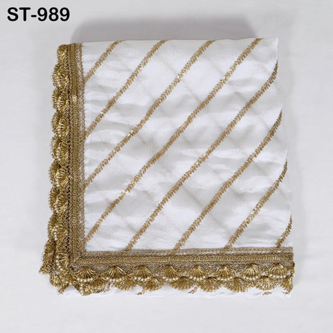 Dyeable Gold Dupatta Embroidered Chiffon Custom Punjabi Chunni Light Weight Bridal Veil Wedding Lehenga Women Scarf Dress Best Gift for Her