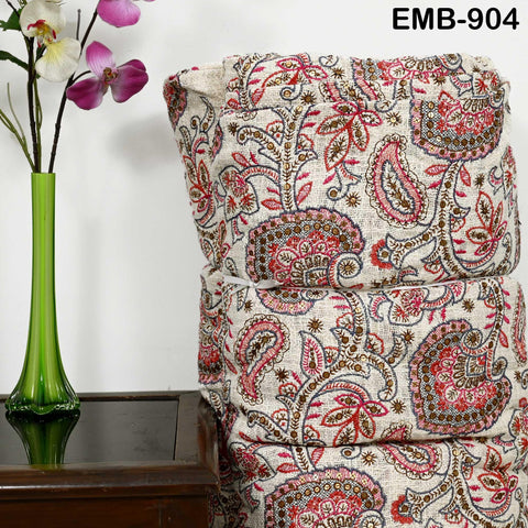 60'' Maroon Indian Unbleached Cotton Embroidered Chennile Slub Fabric by the yard Sewing Crafting Jackets Bags Upholstery Bedcovers Quilting