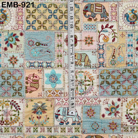 Indian Embroidered Unbleached Cotton Fabric by the Yard Flex Cotton Summer Longline Jackets Women Dresses Theatrical Costumes Waistcoats