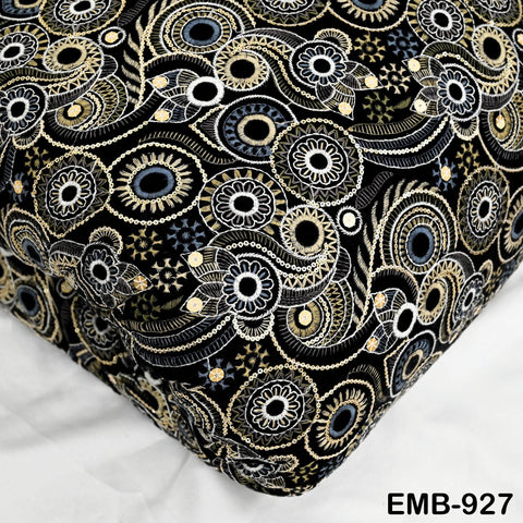 Black Indian Embroidered Velvet Fabric by the yard Sewing DIY Crafting Wedding Shift Dresses Theatrical Costumes Longline Jackets Waistcoats