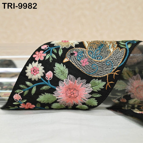 9 Yard Embroidery Pigeon Bird Ribbons Trims Embroidered Fabric Saree Border Theatrical Costumes Christmas Sewing Holiday Decorations 9 cm