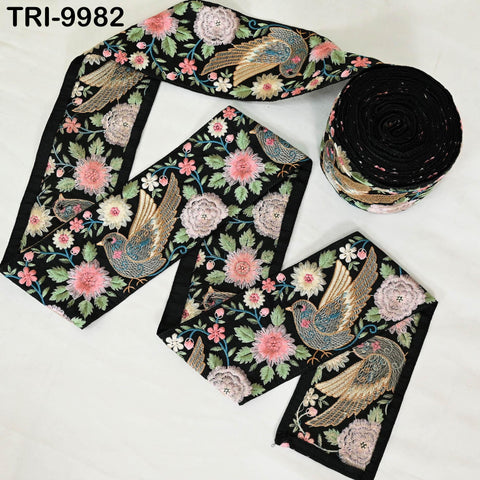 9 Yard Embroidery Pigeon Bird Ribbons Trims Embroidered Fabric Saree Border Theatrical Costumes Christmas Sewing Holiday Decorations 9 cm