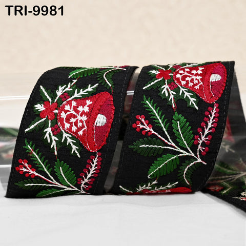 9 Yard Indian Embroidery Ribbons 5cm Trim Christmas Bells Border Embroidered Crafting Tote Bag Theatrical Costumes Holiday Ornaments Home