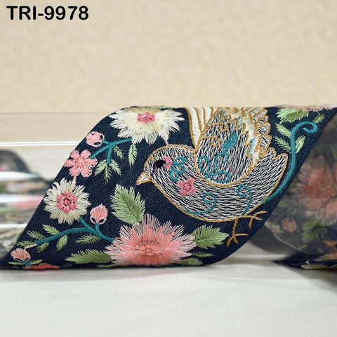 9 Yard Embroidery Pigeon Bird Ribbons Trims Embroidered Denim Fabric Border Theatrical Costumes Christmas Sewing Holiday Decorations 9 cm