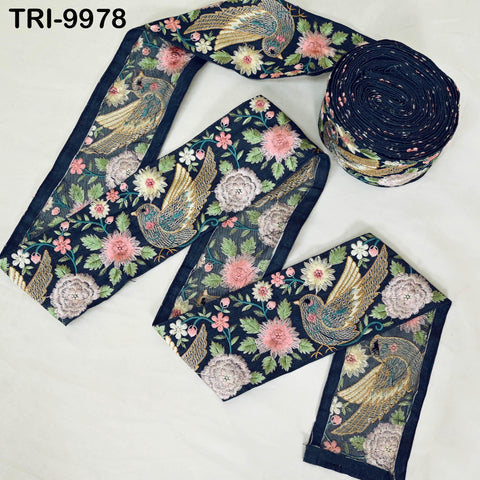 9 Yard Embroidery Pigeon Bird Ribbons Trims Embroidered Denim Fabric Border Theatrical Costumes Christmas Sewing Holiday Decorations 9 cm